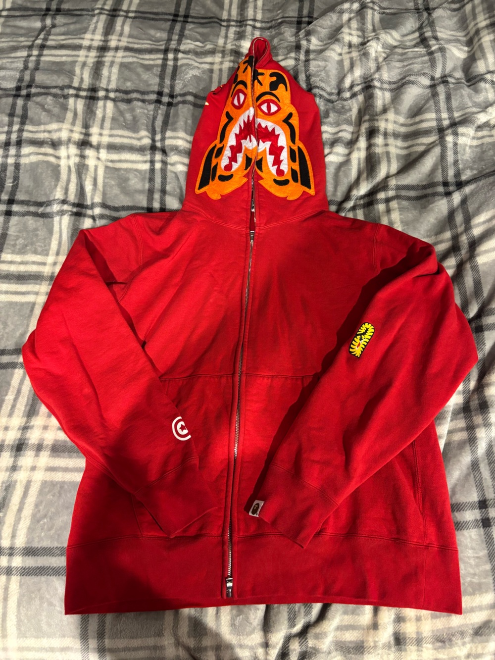 BAPE Red Full Zip Tiger Hoodie